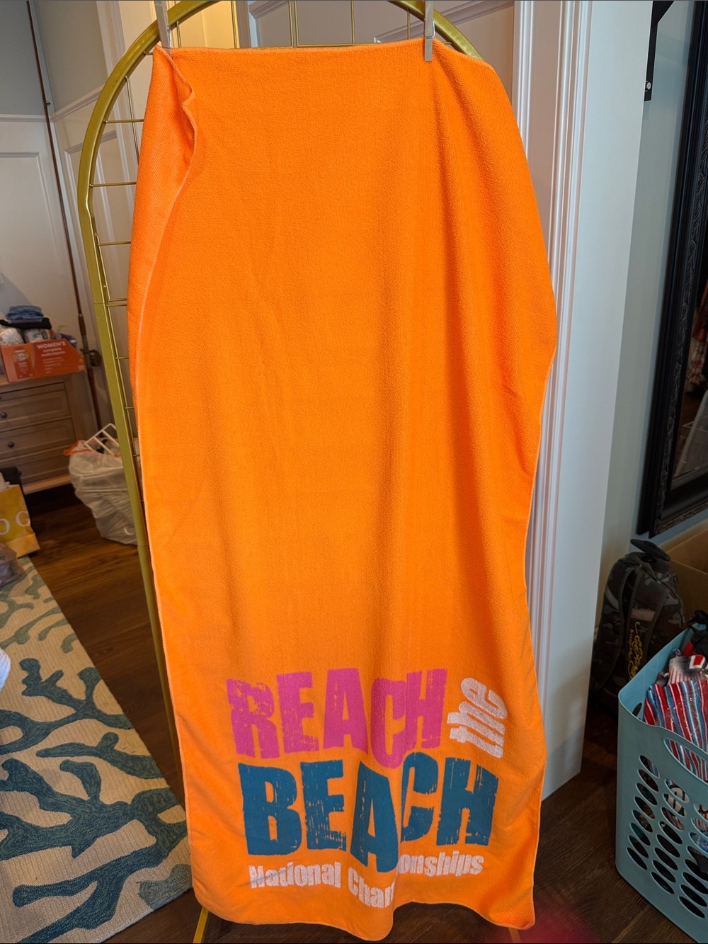 Reach the beach national championship Orange Beach-Print towel 58 inches long